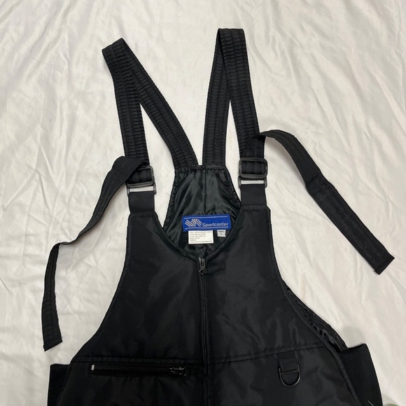 Vintage Sportscaster Snow Pants Mens L Bibs Black Ski Retro Insulated - Picture 12 of 16